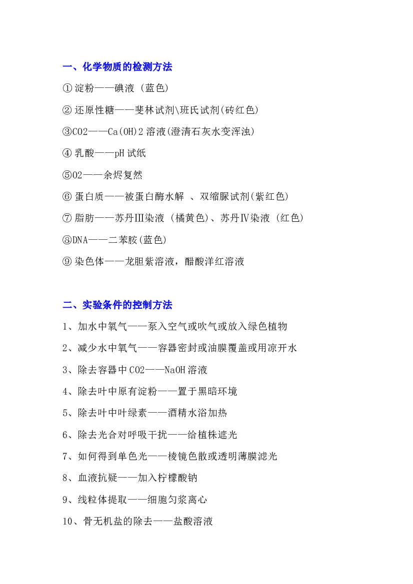 高中生物实验中试剂的作用及实验方法总结.docx 第1页