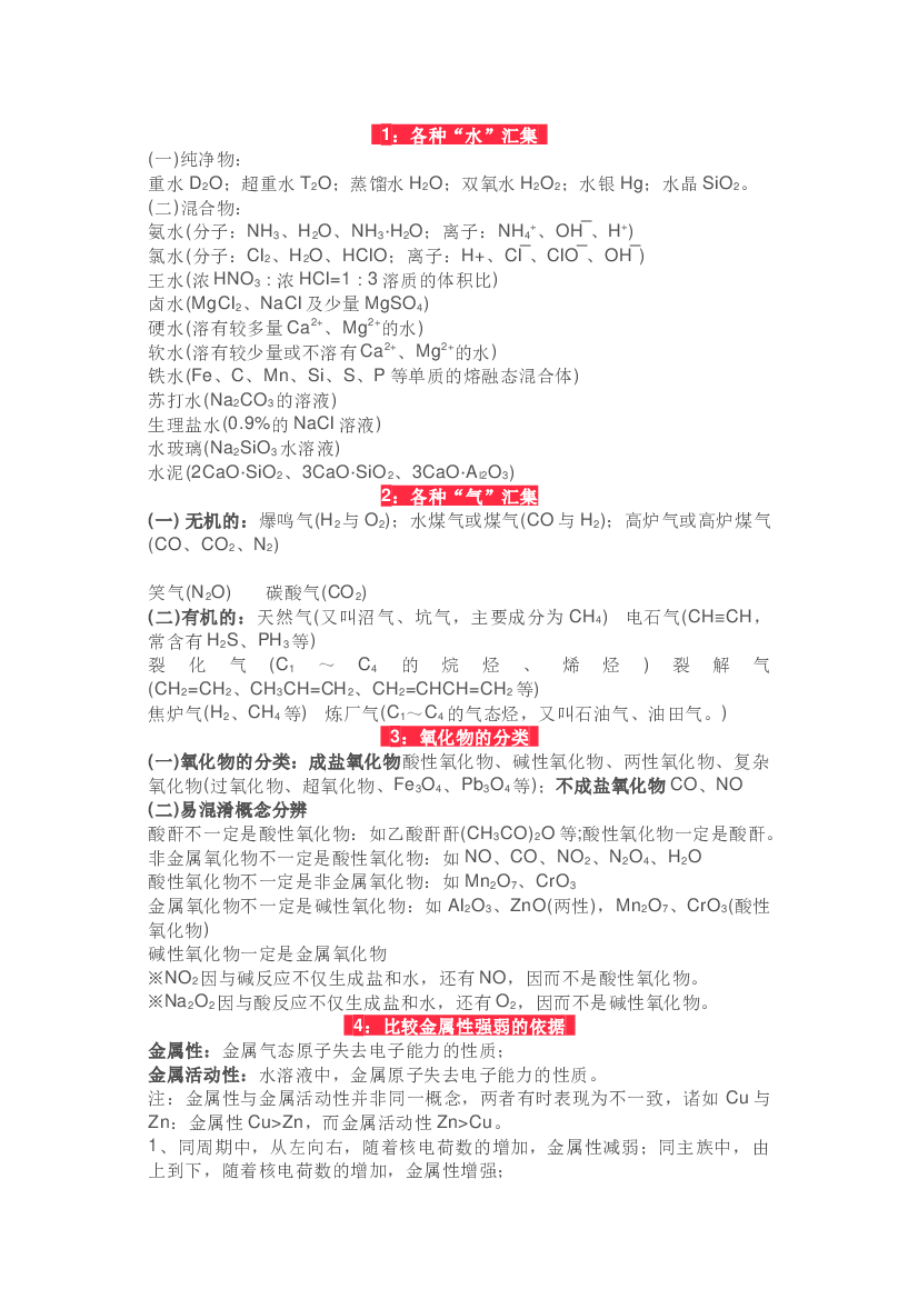 高中化学30个分类专题总结.docx 第1页