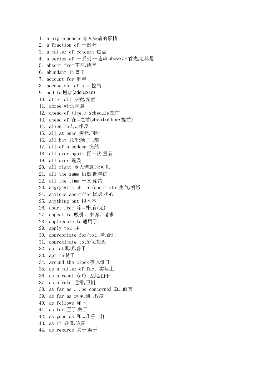 高一到高三重点英语词组总结.docx 第1页