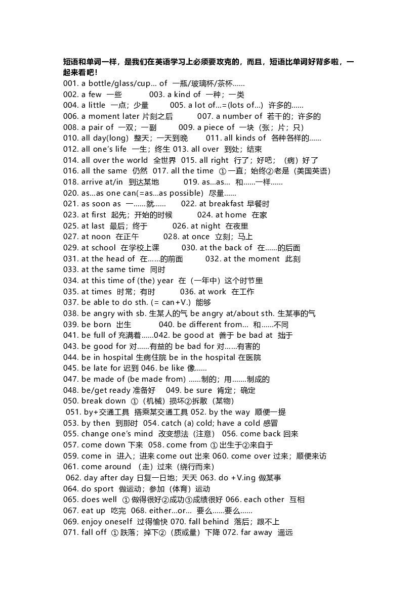 常见的218条高中英语基础短语.docx 第1页