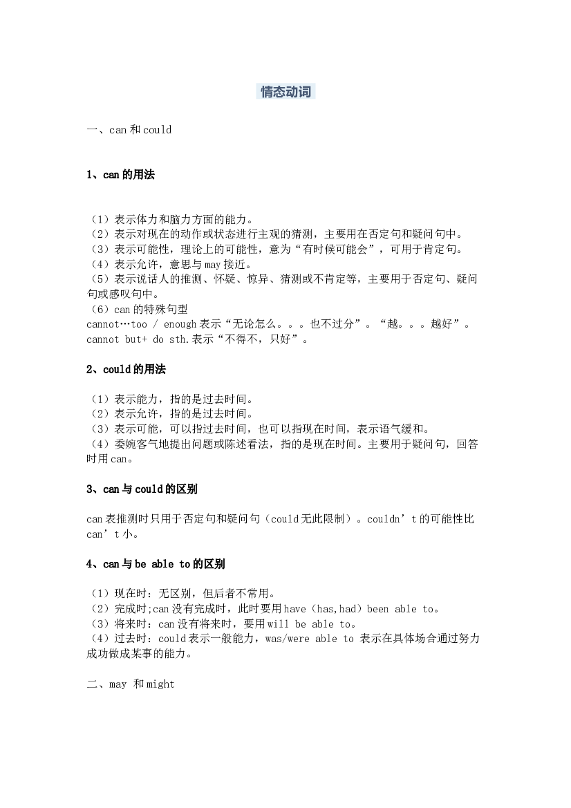 高中英语语法&ldquo;情态动词&rdquo;用法小结.docx 第1页