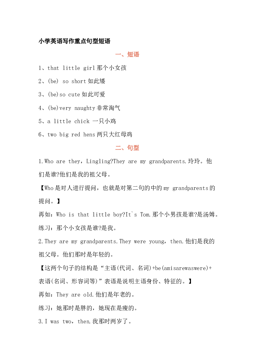 小学英语写作重点句型短语.docx 第1页