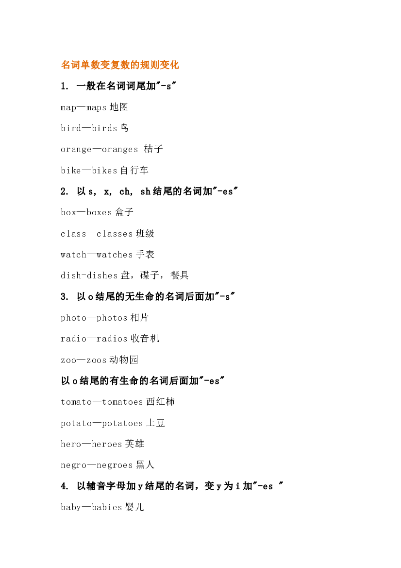 小学英语中必背的名词单数变复数的语法规则.docx 第1页