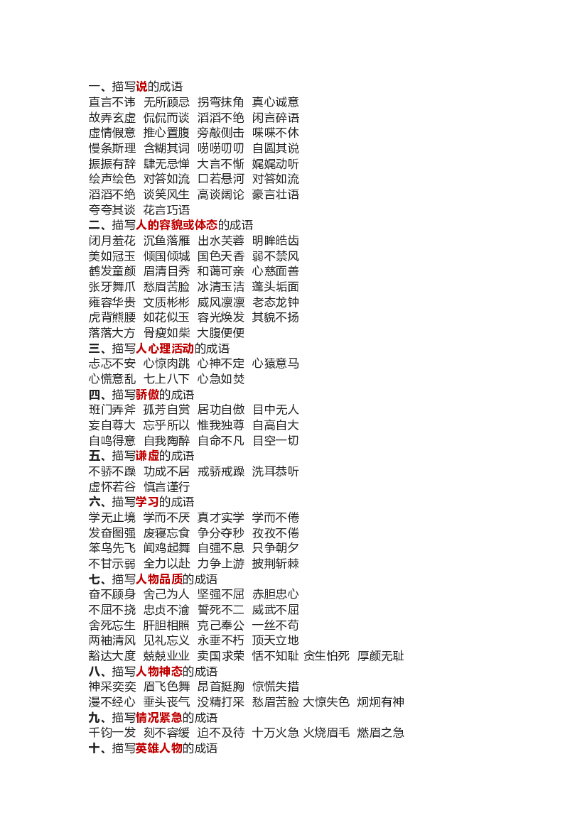 小学语文各类成语分类.docx 第1页