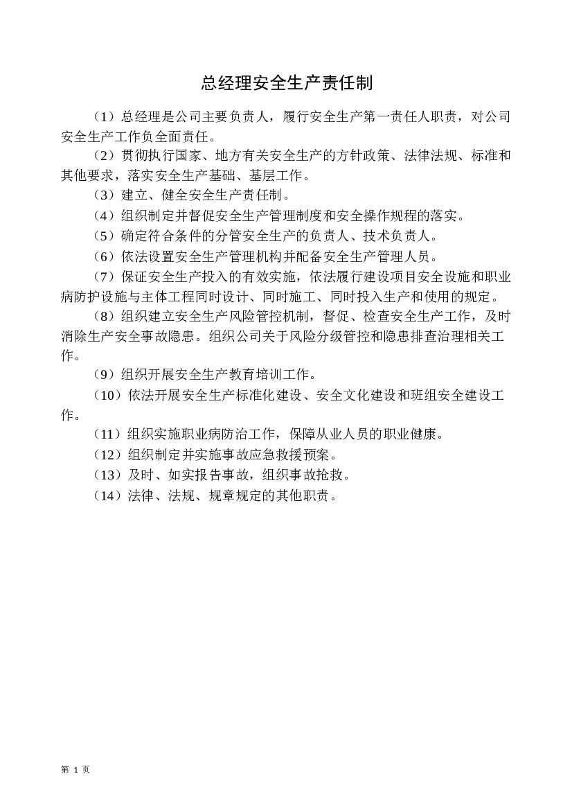 某公司双重预防体系建设之安全生产责任制度.docx 第1页