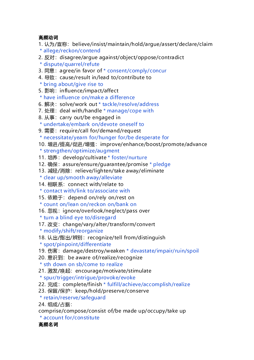高中英语写作高级词汇替换分类总结.docx 第1页