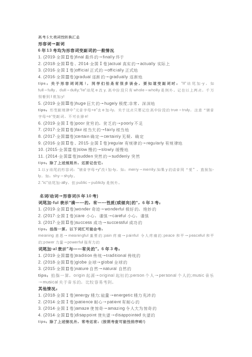 高中英语5大类词性转换汇总.docx 第1页