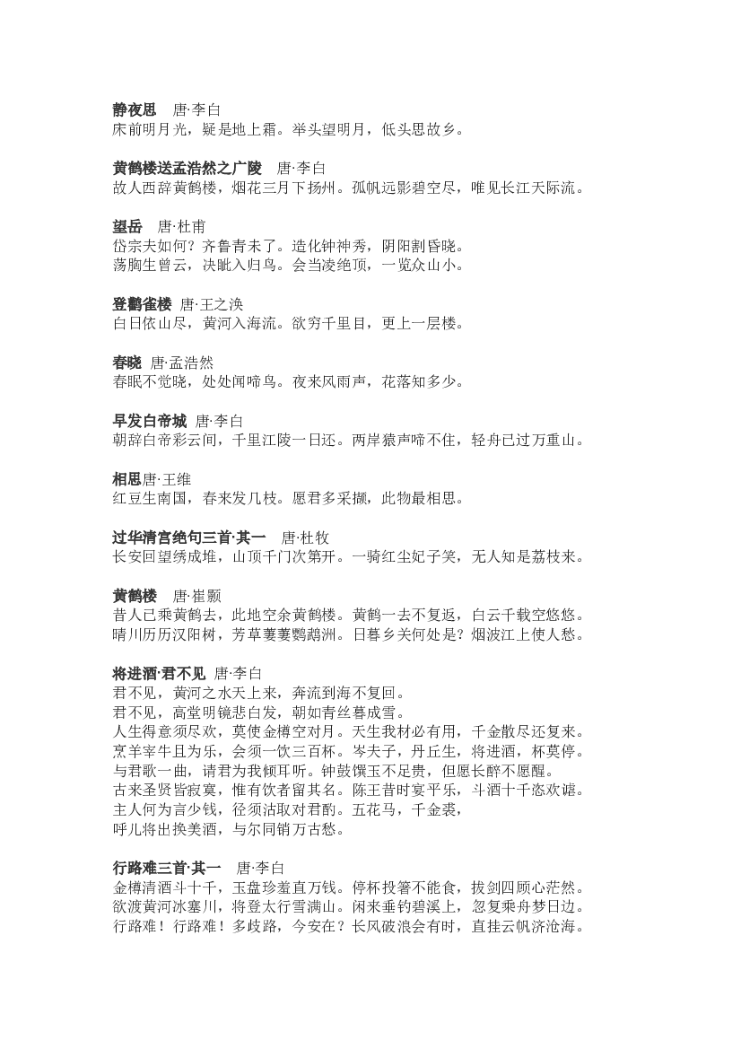 高中语文《长安三万里》48首诗词汇总.docx 第1页