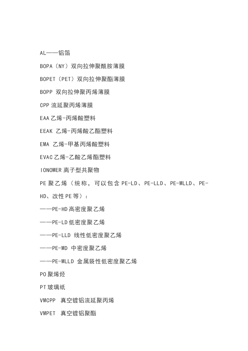 4 食品用复合包装材料缩略语及简介.docx 第1页